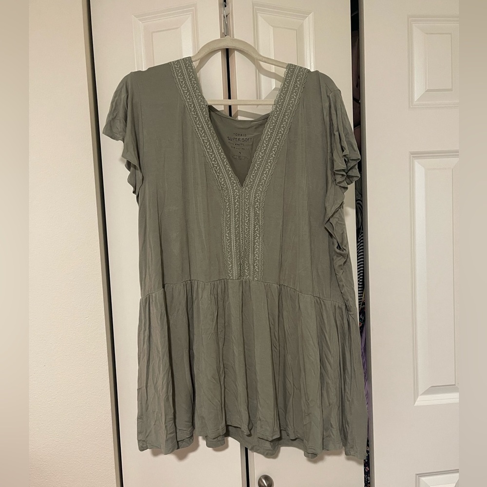 Torrid Supersoft Jade Peplum Top